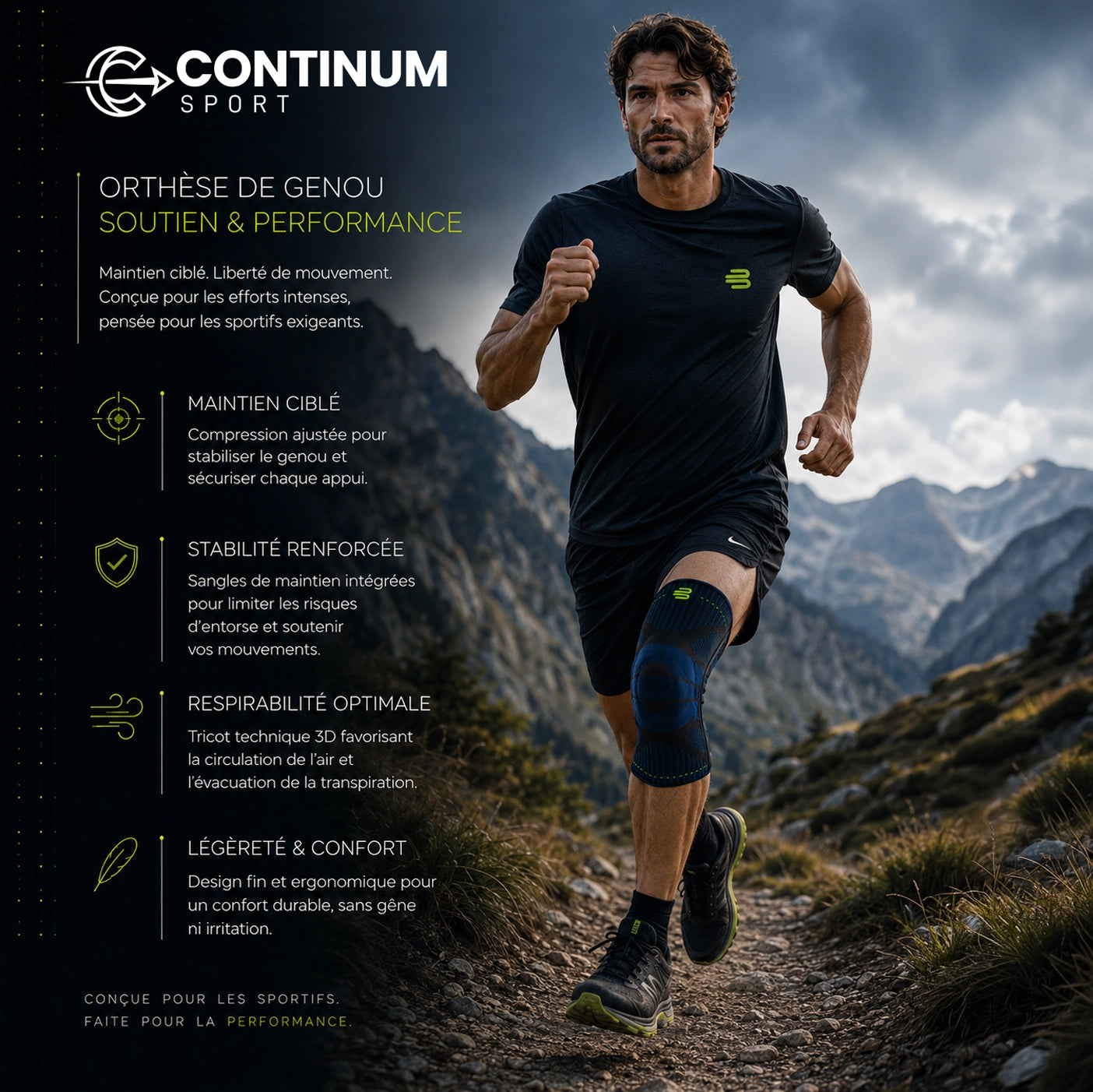 Genouillère Bauerfeind Sports Knee Support ● Rotule et  ligaments : le soutien complet du genou